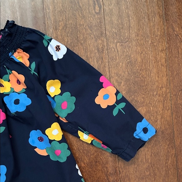 Hanna Andersson Navy Floral Kids Blouse, Size 6/7 - Picture 4 of 12